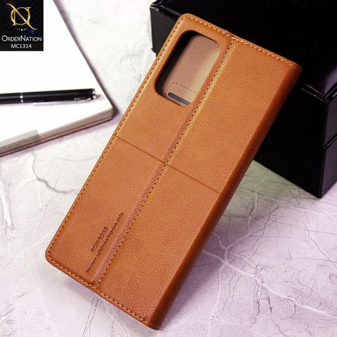 Samsung Galaxy A72 Cover - Light Brown - Rich Boss Flip Book Soft Leather Texture Case