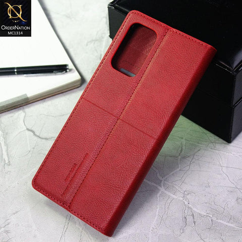 Samsung Galaxy A72 Cover - Red - Rich Boss Flip Book Soft Leather Texture Case