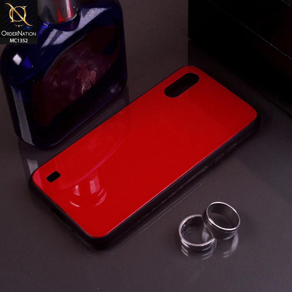 Samsung Galaxy A01 Cover - Red - Color Tempered Glass Soft Border Case