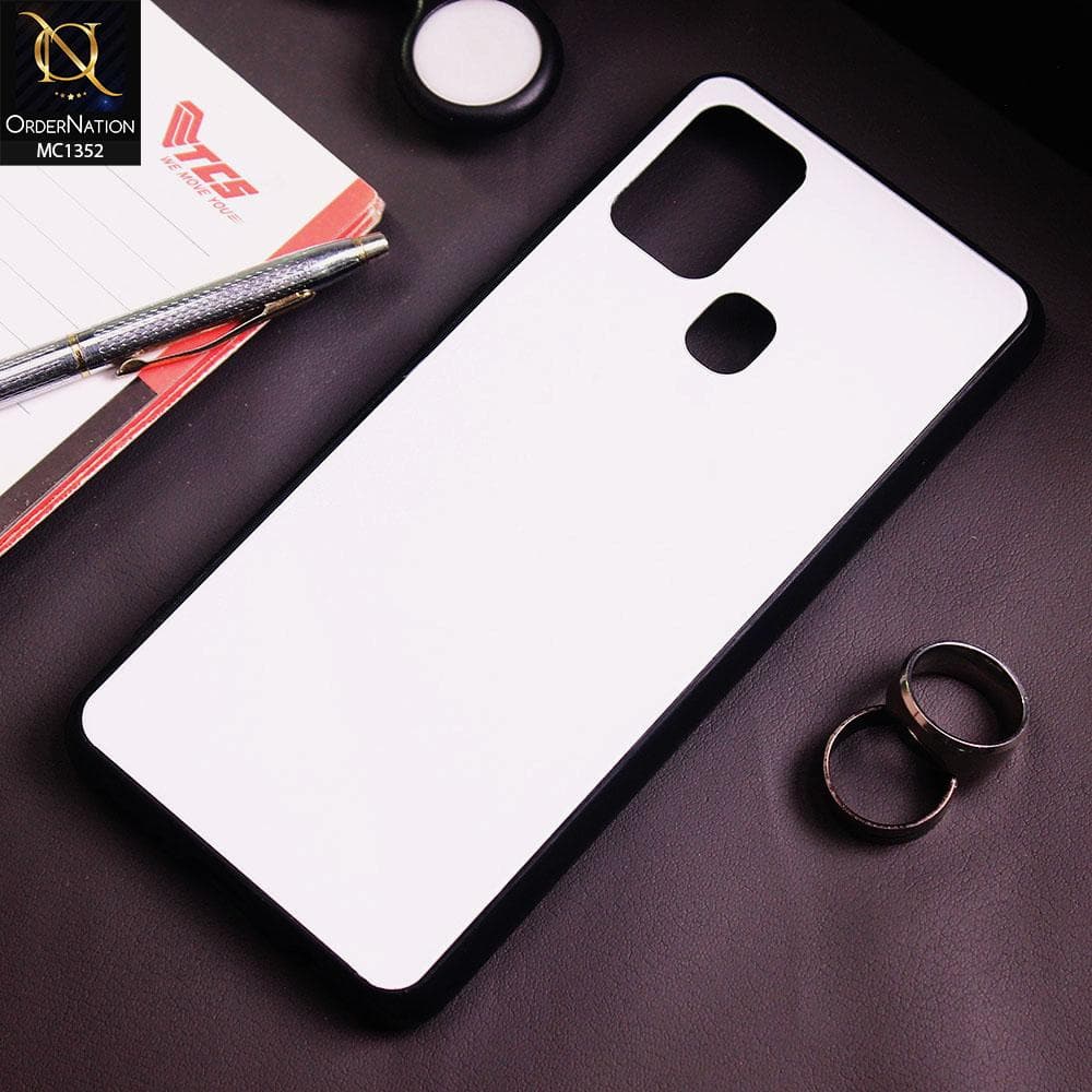 Samsung Galaxy A21s Cover - White - Color Tempered Glass Soft Border Case