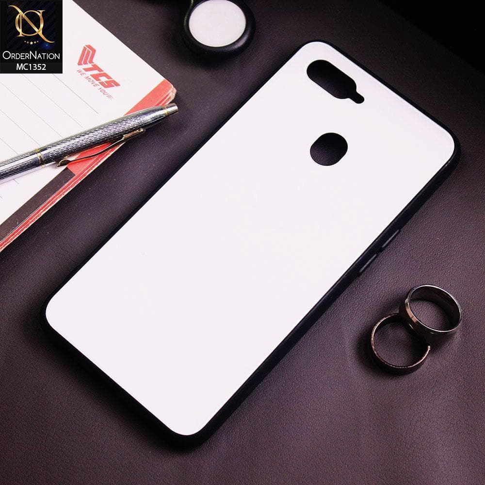 Oppo A12s Cover - White - Color Tempered Glass Soft Border Case