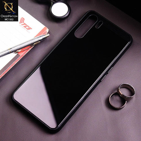 Oppo F15 Cover - Black - Color Tempered Glass Soft Border Case