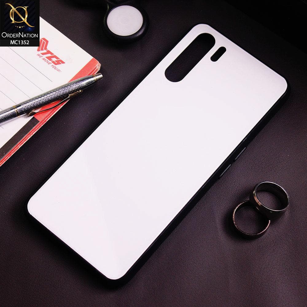 Oppo Reno 3 Cover - White - Color Tempered Glass Soft Border Case