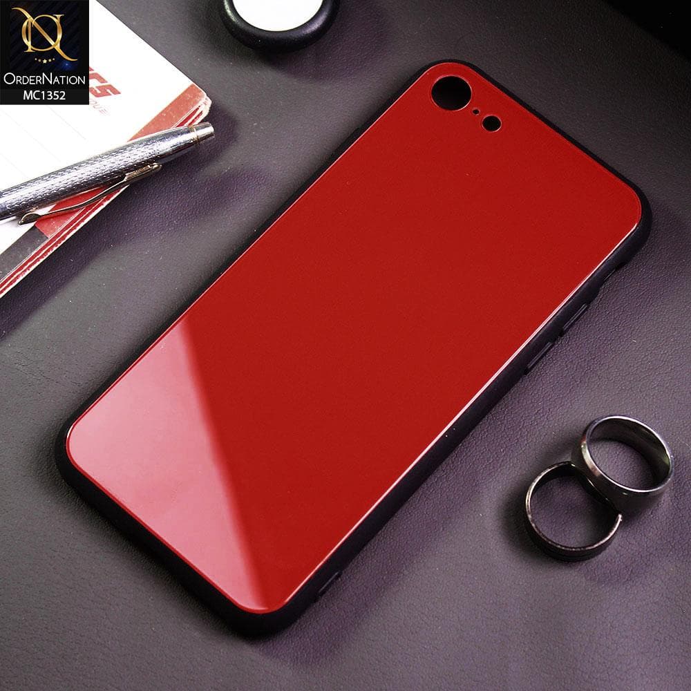 iPhone 8 / 7 Cover - Red - Color Tempered Glass Soft Border Case