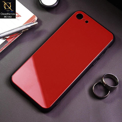 iPhone 8 / 7 Cover - Red - Color Tempered Glass Soft Border Case