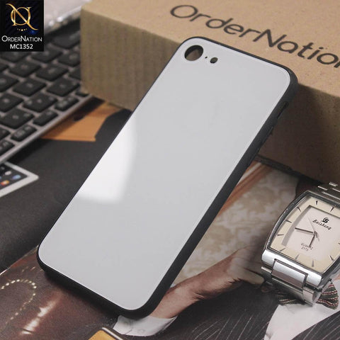 iPhone SE 2020 Cover - White - Color Tempered Glass Soft Border Case
