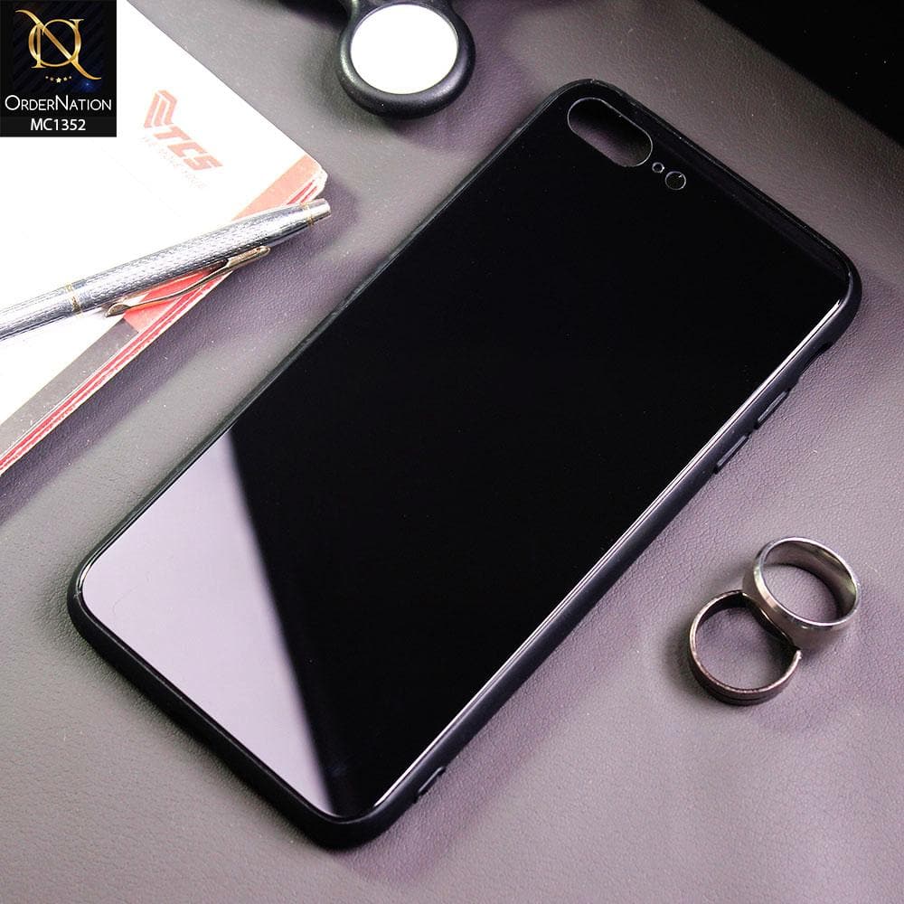 iPhone 8 Plus / 7 Plus Cover - Black - Color Tempered Glass Soft Border Case
