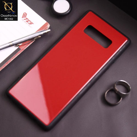 Samsung Galaxy Note 8 Cover - Red - Color Tempered Glass Soft Border Case