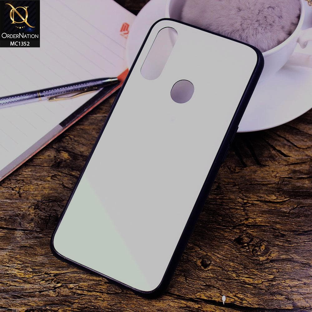 Oppo A8 Cover - White - Color Tempered Glass Soft Border Case
