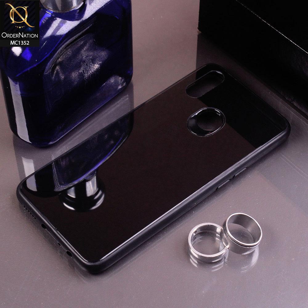 Realme 3 Pro Cover - Black - Color Tempered Glass Soft Border Case