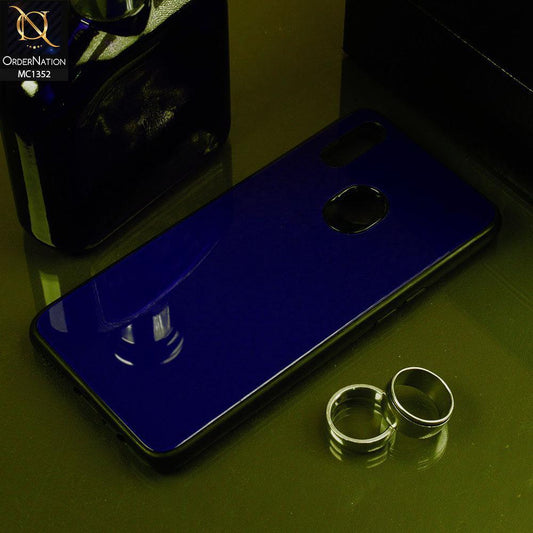 Realme 3 Pro Cover - Blue - Color Tempered Glass Soft Border Case