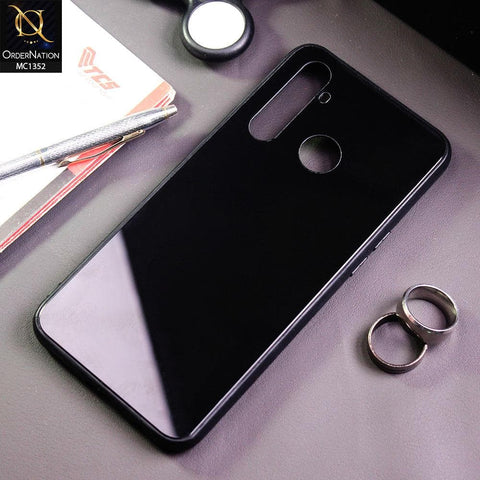 Realme 5 Pro Cover - Black - Color Tempered Glass Soft Border Case
