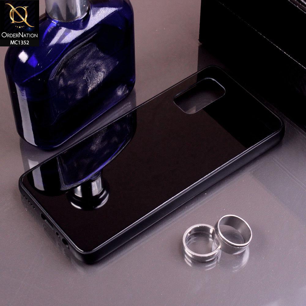 Vivo V17 Cover - Black - Color Tempered Glass Soft Border Case