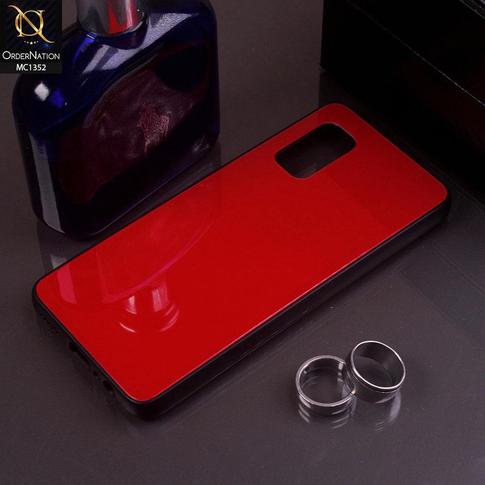 Vivo V19 Neo Cover - Red - Color Tempered Glass Soft Border Case