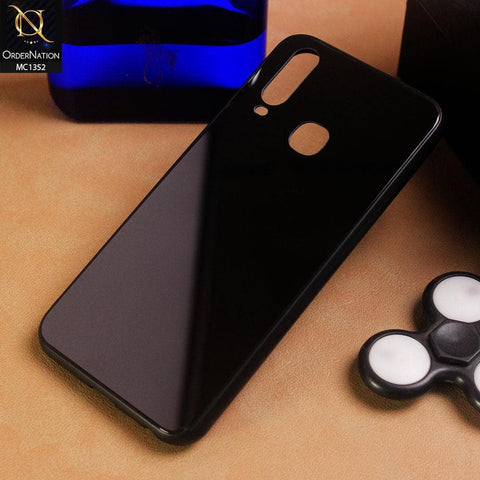 Vivo Y12 Cover - Black - Color Tempered Glass Soft Border Case