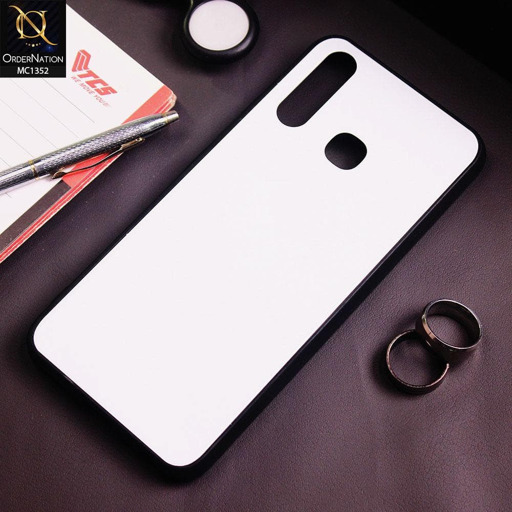 Vivo Y19 Cover - White - Color Tempered Glass Soft Border Case