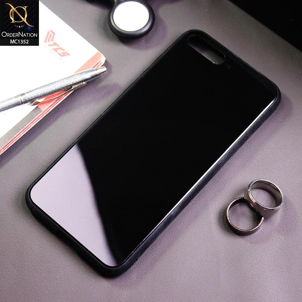Huawei Y6 2018 Cover - Black - Color Tempered Glass Soft Border Case