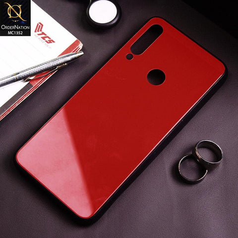 Huawei Y9 Prime 2019 Cover - Red - Color Tempered Glass Soft Border Case
