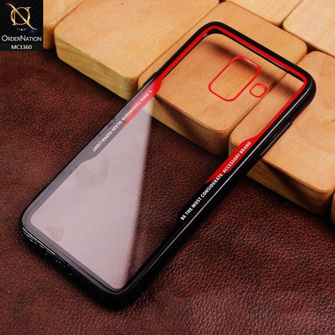 Samsung Galaxy A6 2018 Cover - Red&Black - HQ Quality Back Tempared Glass Soft Borders Case