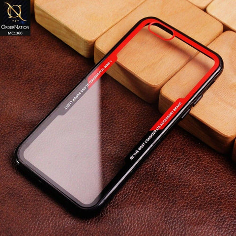 iPhone 6S / 6 Cover - Red&Black - HQ Quality Back Tempared Glass Soft Borders Case