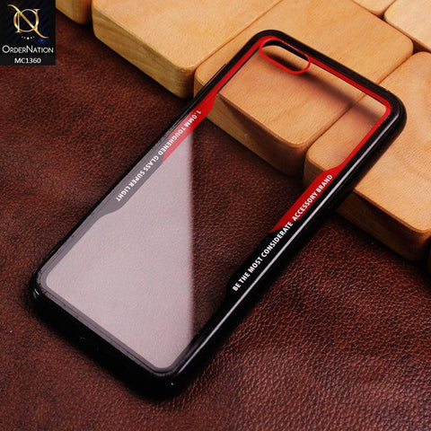 Huawei Y5 Prime 2018 / Y5 2018 / Honor 7S Cover - Red&Black - HQ Quality Back Tempared Glass Soft Borders Case