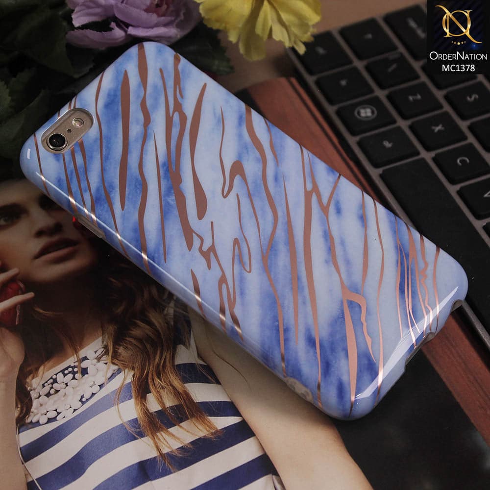 Luxury HQ Rose Chrome Plating Blue Marble Soft Case For iPhone 6