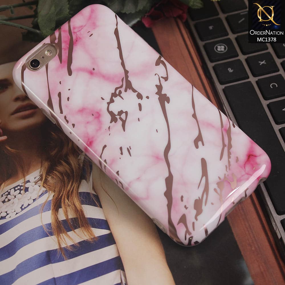 Luxury HQ Rose Chrome Plating Pink Marble Soft Case For iPhone 6