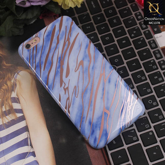Luxury HQ Rose Chrome Plating Blue Marble Soft Case For iPhone 6 Plus