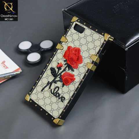 iPhone 8 / 7 - Golden - Luxury Eye Trunk Embroidery Flower Soft Case