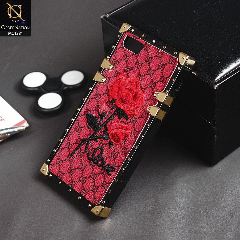 iPhone SE 2020 - Red - Luxury Eye Trunk Embroidery Flower Soft Case