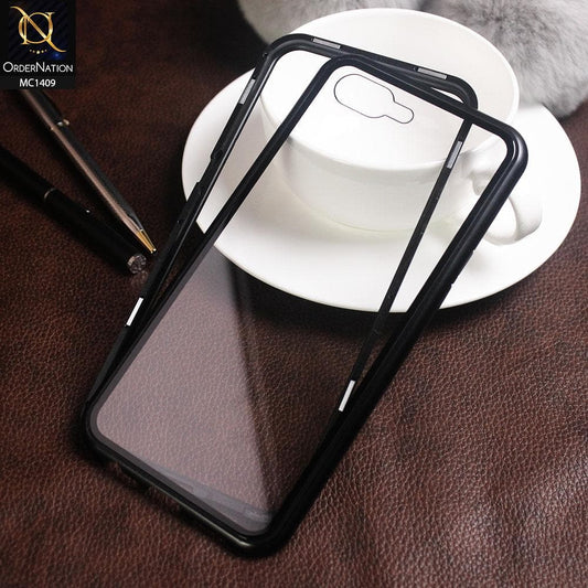 Luxury HQ Magnetic Back Glass Case For Oppo A1k - No Glass On Screen Side - Black