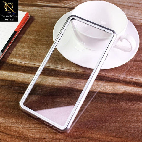 Samsung Galaxy A9 Star Pro Cover - Silver - Luxury HQ Magnetic Back Glass Case - No Glass on Screen Side