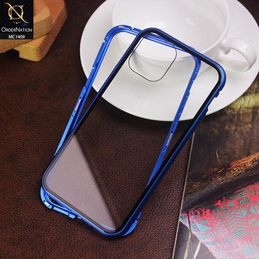 Luxury HQ Magnetic Back Glass Case For iPhone 11 - No Glass On Screen Side - Blue