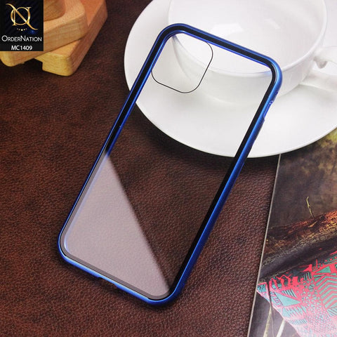 Luxury HQ Magnetic Back Glass Case For iPhone 11 - No Glass On Screen Side - Blue