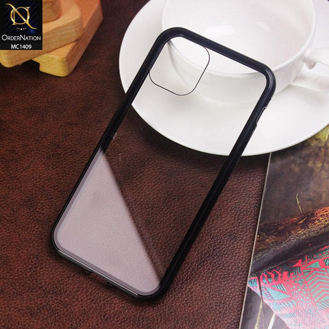 Luxury HQ Magnetic Back Glass Case For iPhone 11 Pro Max - No Glass On Screen Side - Black
