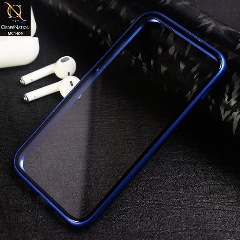 Luxury HQ Magnetic Back Glass Case For iPhone 11 Pro - No Glass On Screen Side - Blue