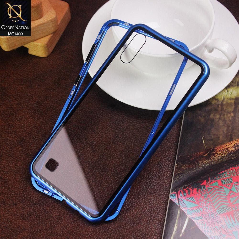 Luxury HQ Magnetic Back Glass Case For Samsung Galaxy M10 - No Glass On Screen Side - Blue