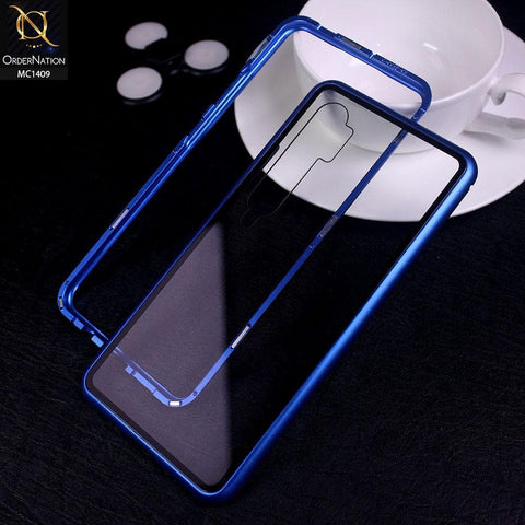 Xiaomi Mi Note 10 Lite Cover - Blue - Luxury HQ Magnetic Back Glass Case - No Glass on Screen Side