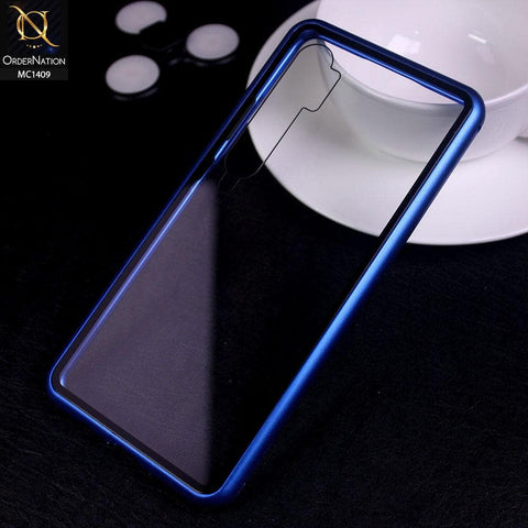 Xiaomi Mi Note 10 Pro Cover - Blue - Luxury HQ Magnetic Back Glass Case - No Glass on Screen Side