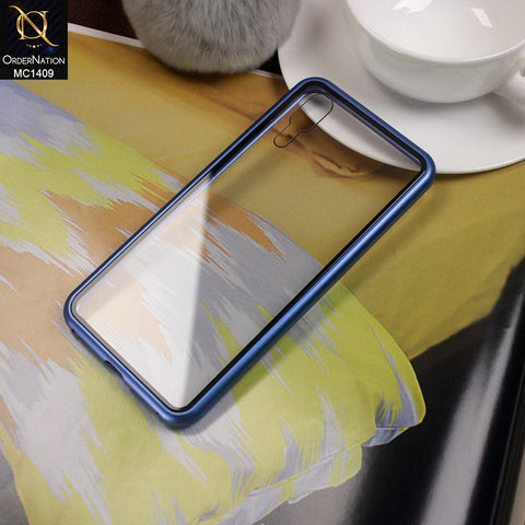 Luxury HQ Magnetic Back Glass Case For Huawei P20 - No Glass On Screen Side - Blue
