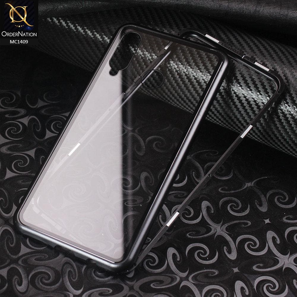 Luxury HQ Magnetic Back Glass Case For Huawei P30 lite - No Glass On Screen Side - Black