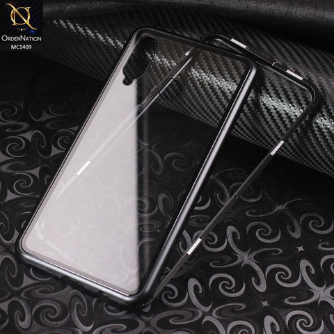 Luxury HQ Magnetic Back Glass Case For Huawei P30 lite - No Glass On Screen Side - Black