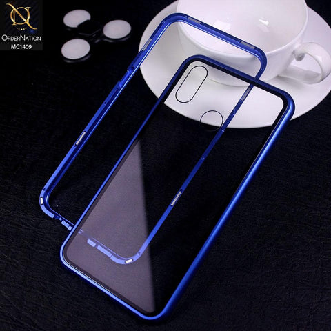 Realme 3 Cover - Blue - Luxury HQ Magnetic Back Glass Case - No Glass on Screen Side