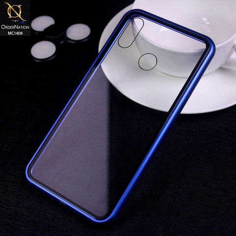 Realme 3 Cover - Blue - Luxury HQ Magnetic Back Glass Case - No Glass on Screen Side