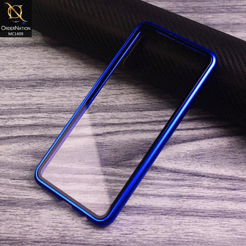 Vivo V19 Neo Cover - Blue - Luxury HQ Magnetic Back Glass Case No Glass On Screen Side