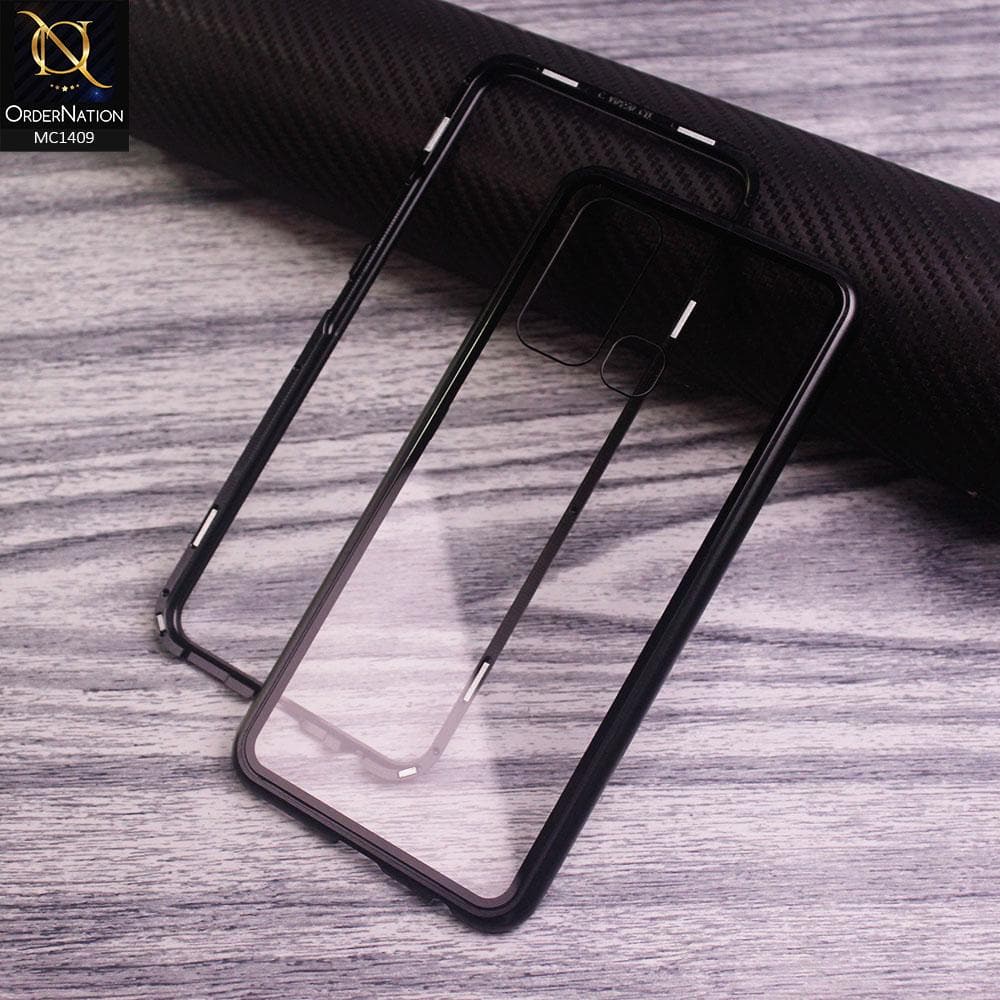 Vivo Y30 Cover - Black - Luxury HQ Magnetic Back Glass Case No Glass On Screen Side