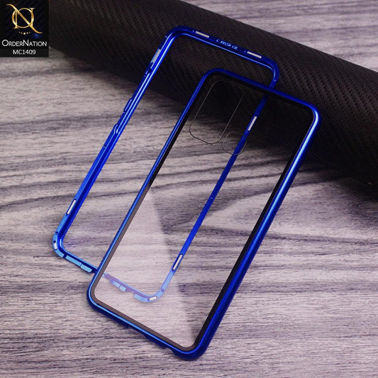 Vivo Y30 Cover - Blue - Luxury HQ Magnetic Back Glass Case No Glass On Screen Side