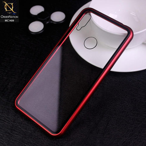 Huawei Huawei Y6s 2019 Cover - Red - Luxury HQ Magnetic Back Glass Case - No Glass on Screen Side