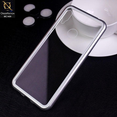 Huawei Huawei Y6s 2019 Cover - Silver - Luxury HQ Magnetic Back Glass Case - No Glass on Screen Side