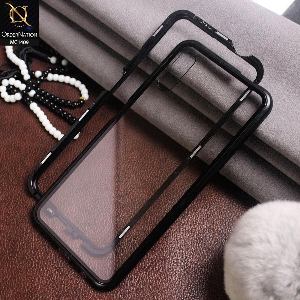 Luxury HQ Magnetic Back Glass Case For Huawei Y9s - No Glass On Screen Side - Black